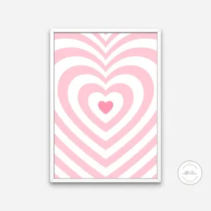 Pink Preppy Wall Art PRINTABLE WALL ART, Preppy Room Decor, Trippy Poster, Heart Print, Y2K Poster, Groovy Decor, Trippy Art, Preppy Art