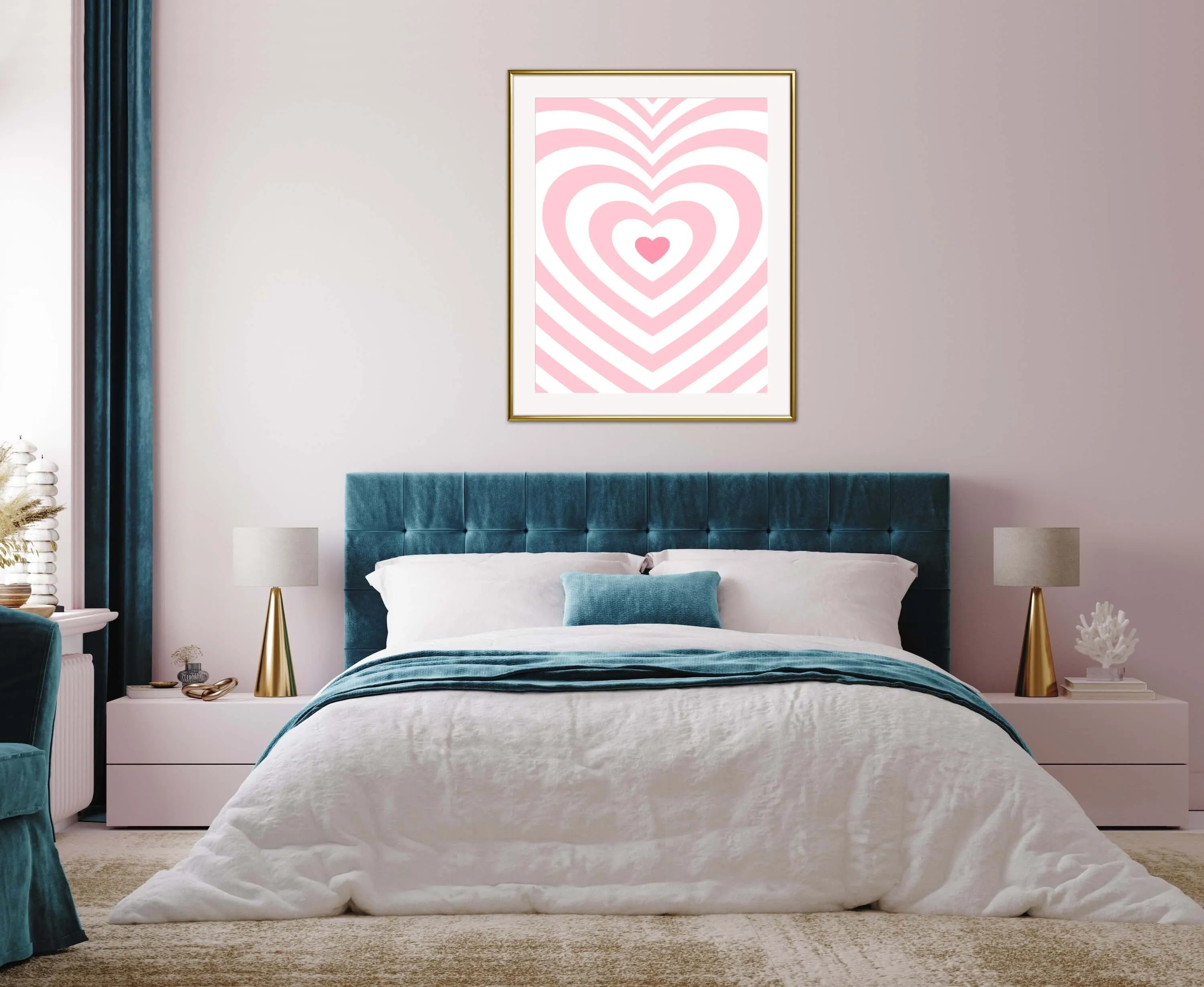 Pink Preppy Wall Art PRINTABLE WALL ART, Preppy Room Decor, Trippy Poster, Heart Print, Y2K Poster, Groovy Decor, Trippy Art, Preppy Art