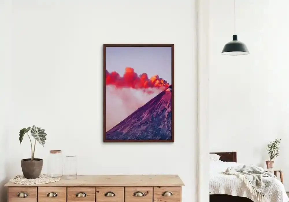 Red Smoking Volcano Poster INSTANT DOWNLOAD Art Print, Volcano Wall Art, Science Wall Art, Artsy Poster, Geology Art, Alternative