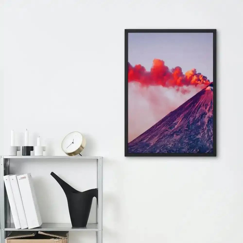 Red Smoking Volcano Poster INSTANT DOWNLOAD Art Print, Volcano Wall Art, Science Wall Art, Artsy Poster, Geology Art, Alternative