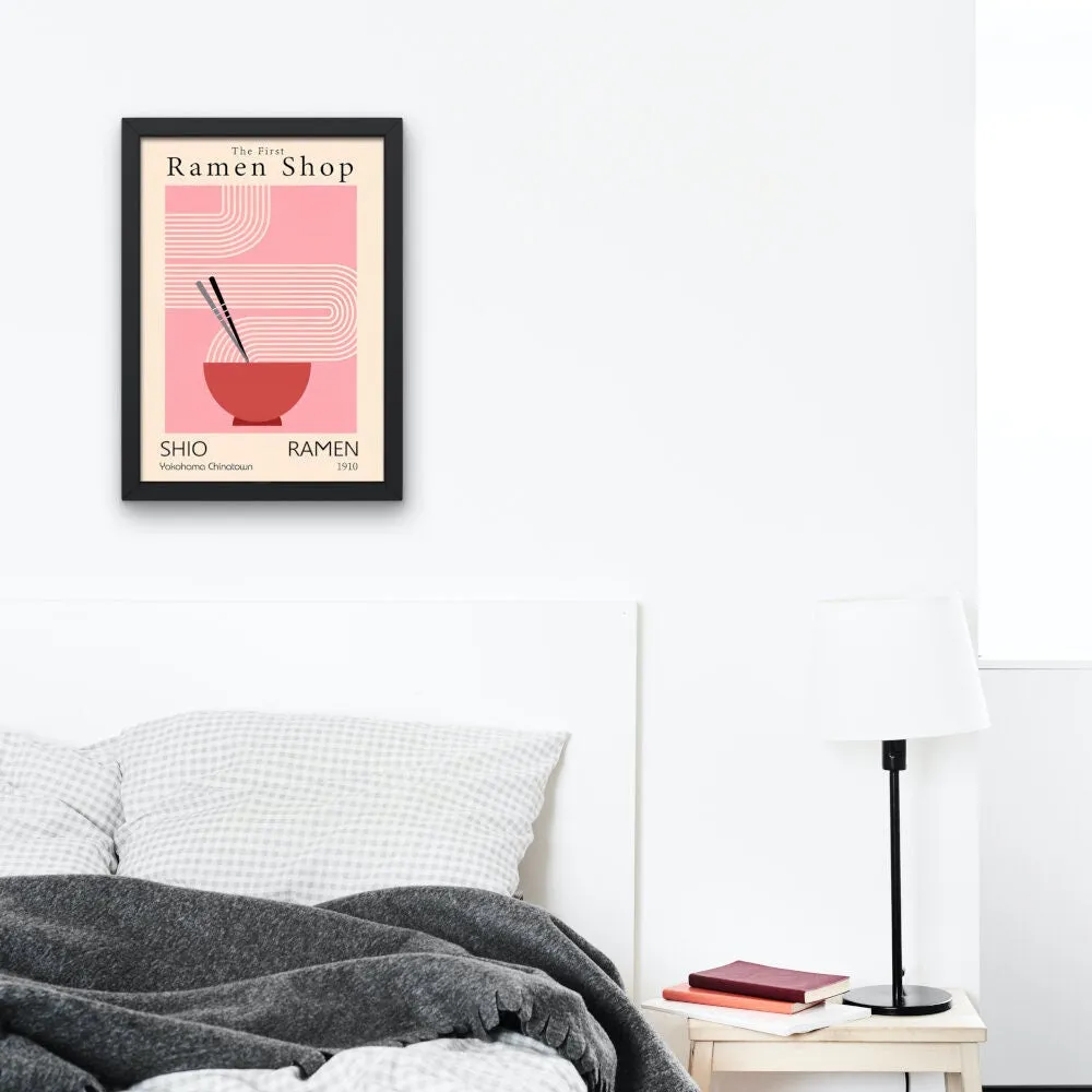 Retro Japanese Ramen Art PRINTABLE ART, Vintage Wall Art, Japanese Food Posters For Wall, Abstract Aesthetic, Vintage Boho Line Art Print, Pink Ramen Picture