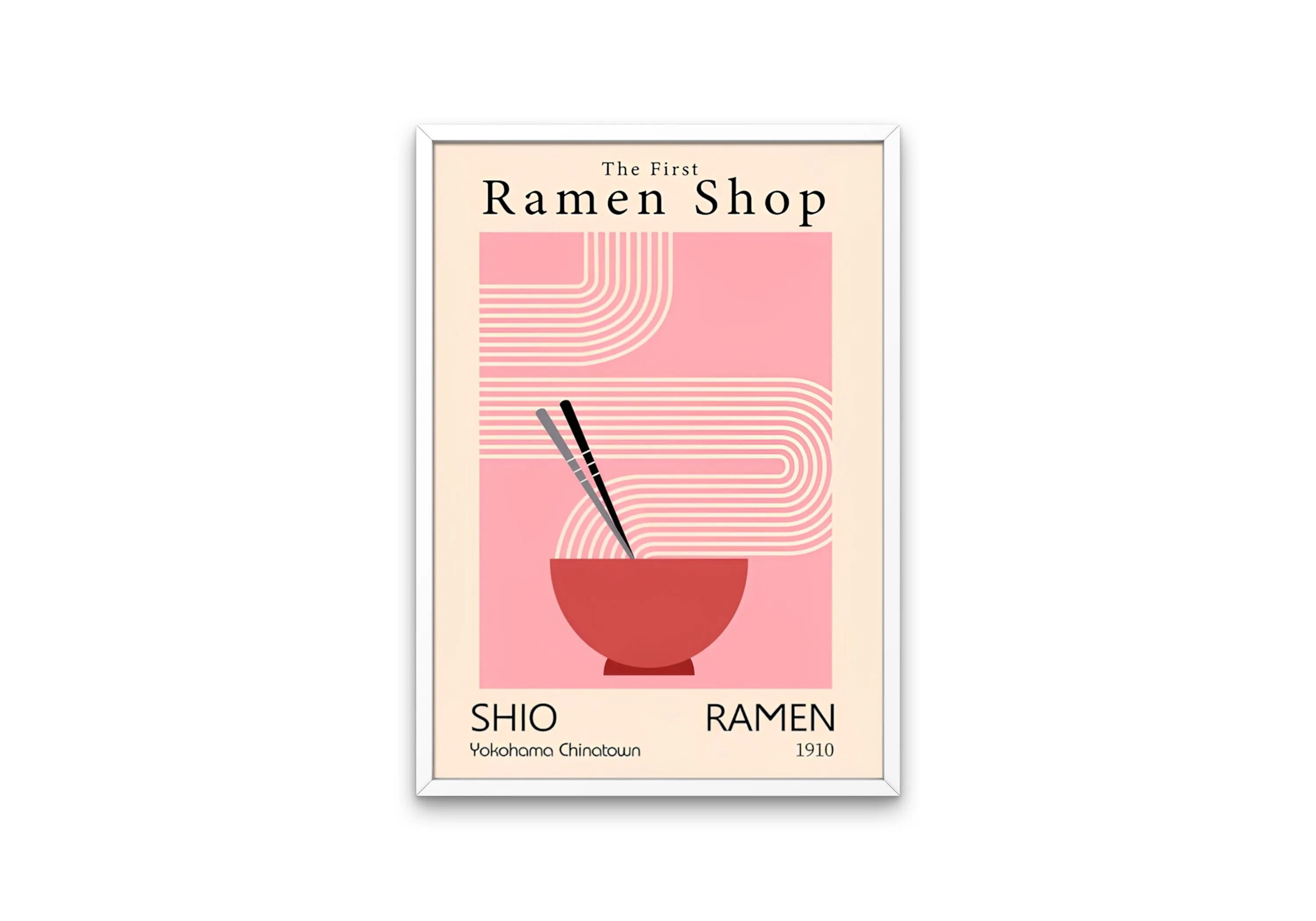 Retro Japanese Ramen Art PRINTABLE ART, Vintage Wall Art, Japanese Food Posters For Wall, Abstract Aesthetic, Vintage Boho Line Art Print, Pink Ramen Picture