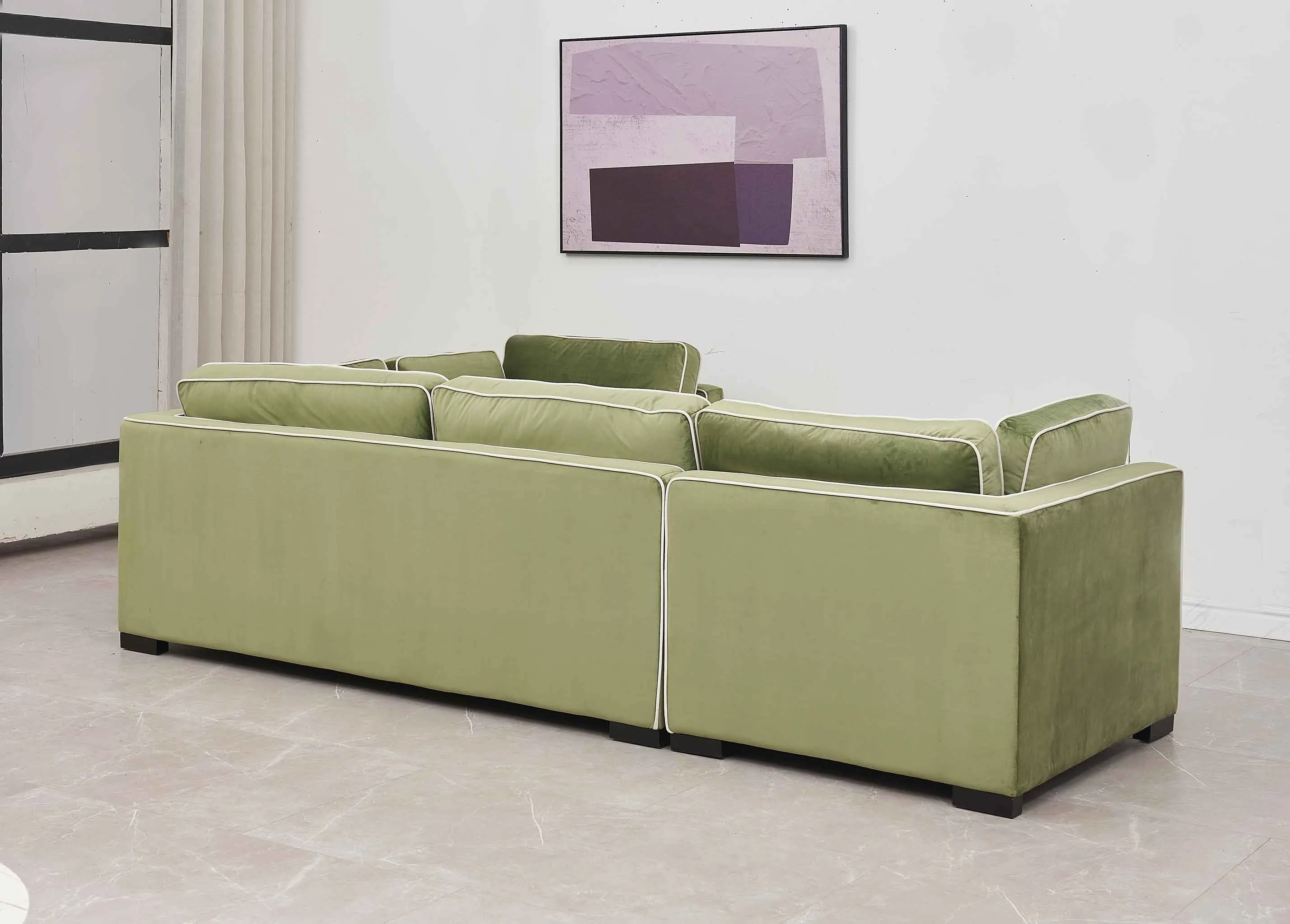 Rubeza Brora 5 Seater Left Hand Facing Corner Sofa - Grass Green