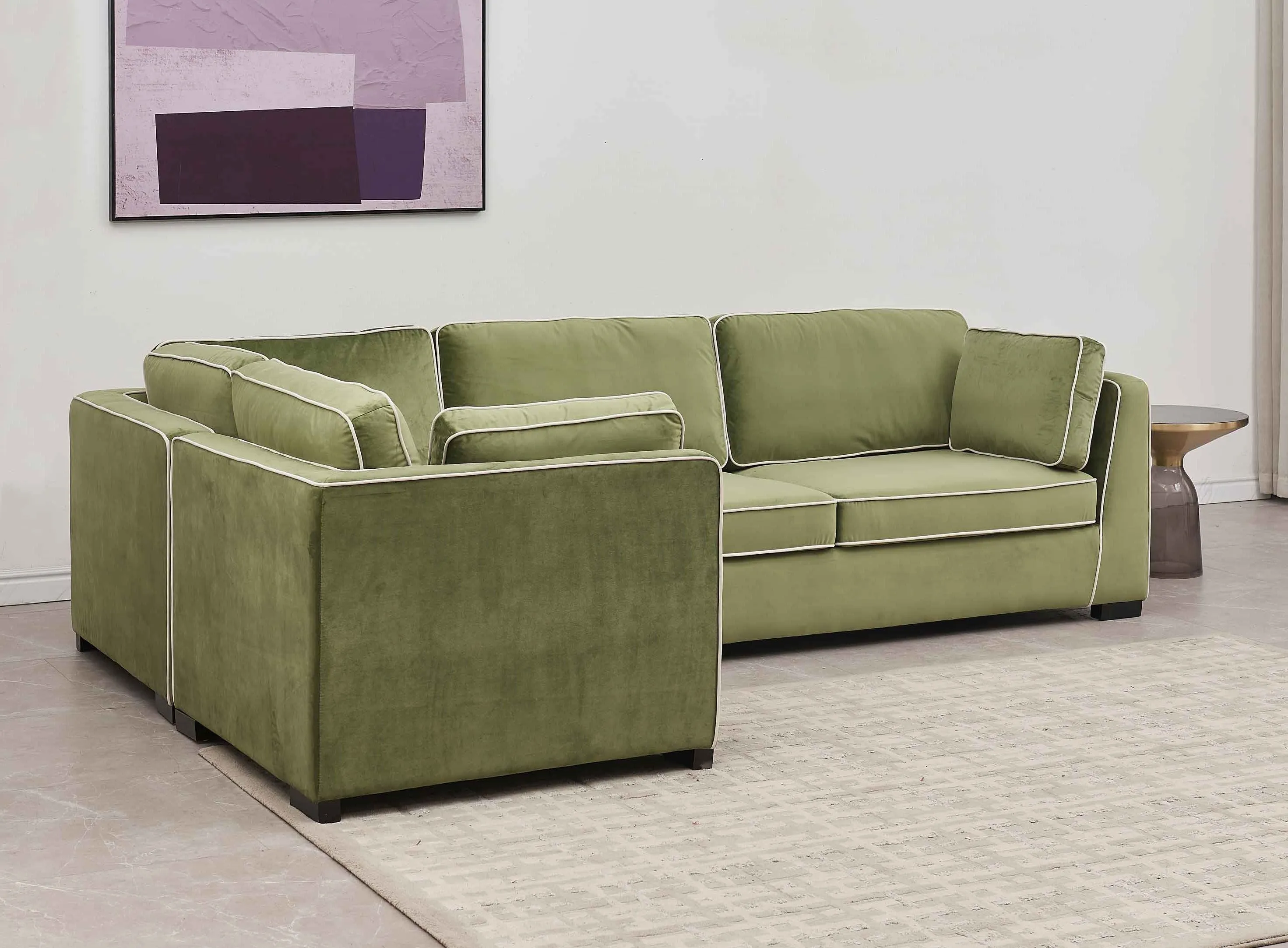 Rubeza Brora 5 Seater Left Hand Facing Corner Sofa - Grass Green