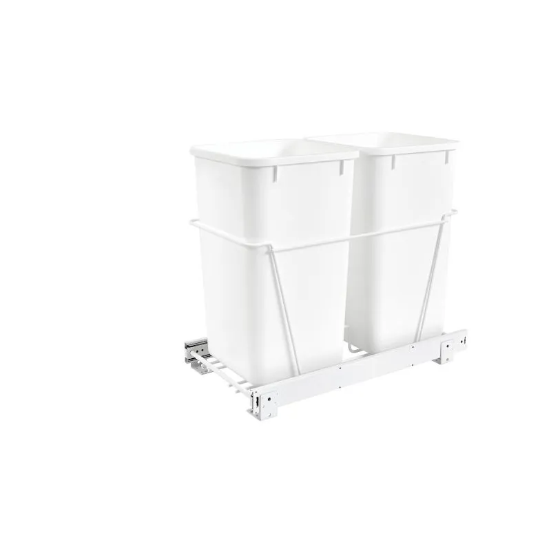 RV Series White Bottom-Mount Double Waste Container Pull-Out Organizer (11.81" x 22.25" x 19.13")