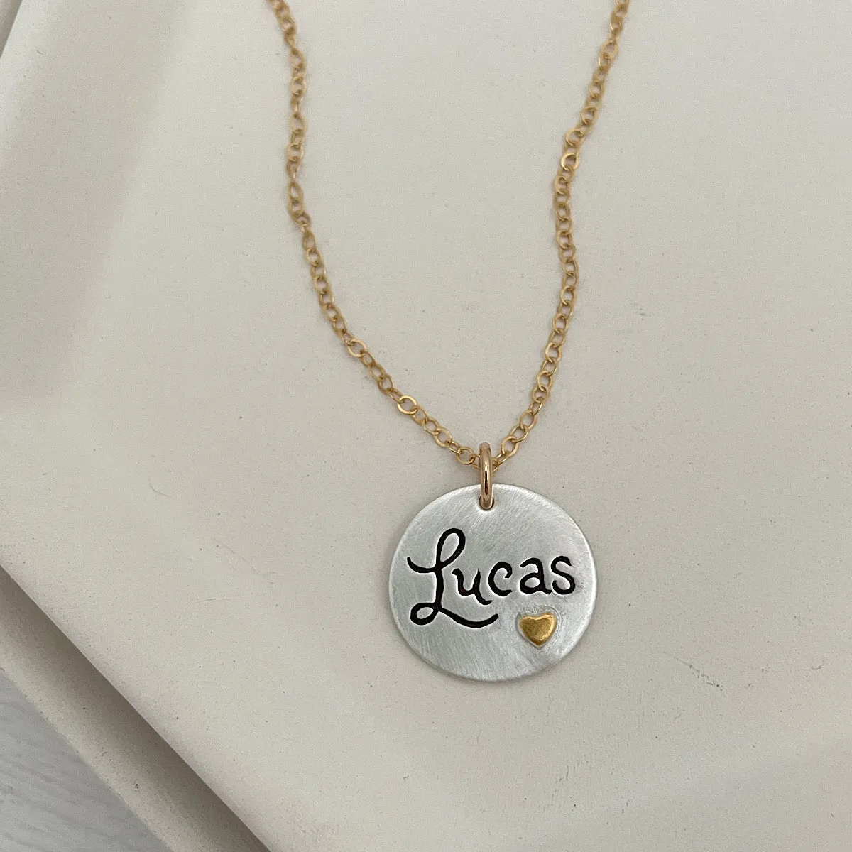 Script Name Charm w/ Gold Heart