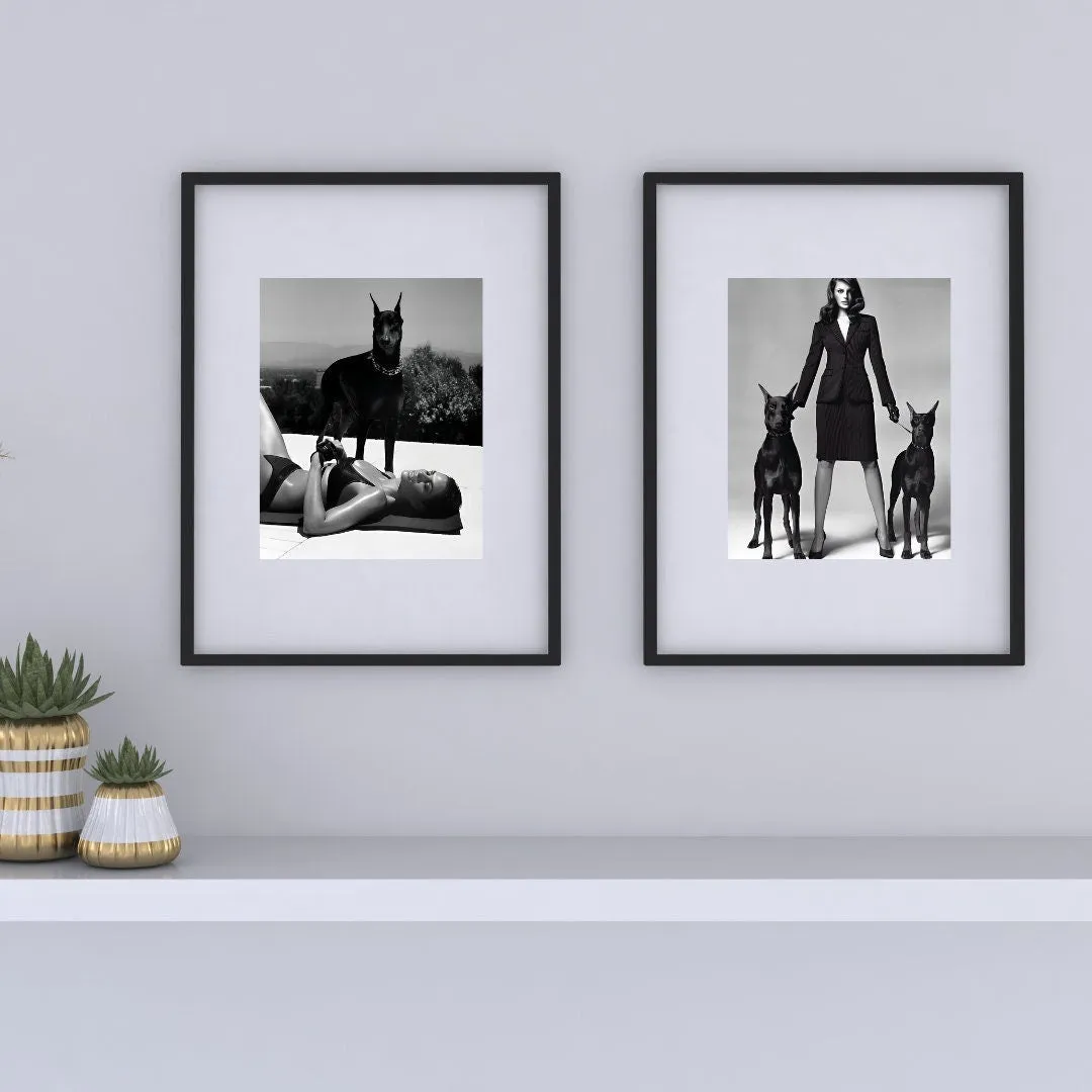 Set Of 2 Doberman Luxury Fashion Posters PRINTABLE WALL ART, Fashion Wall Art, Dog Lover, Designer Wall Art, Glam Decor