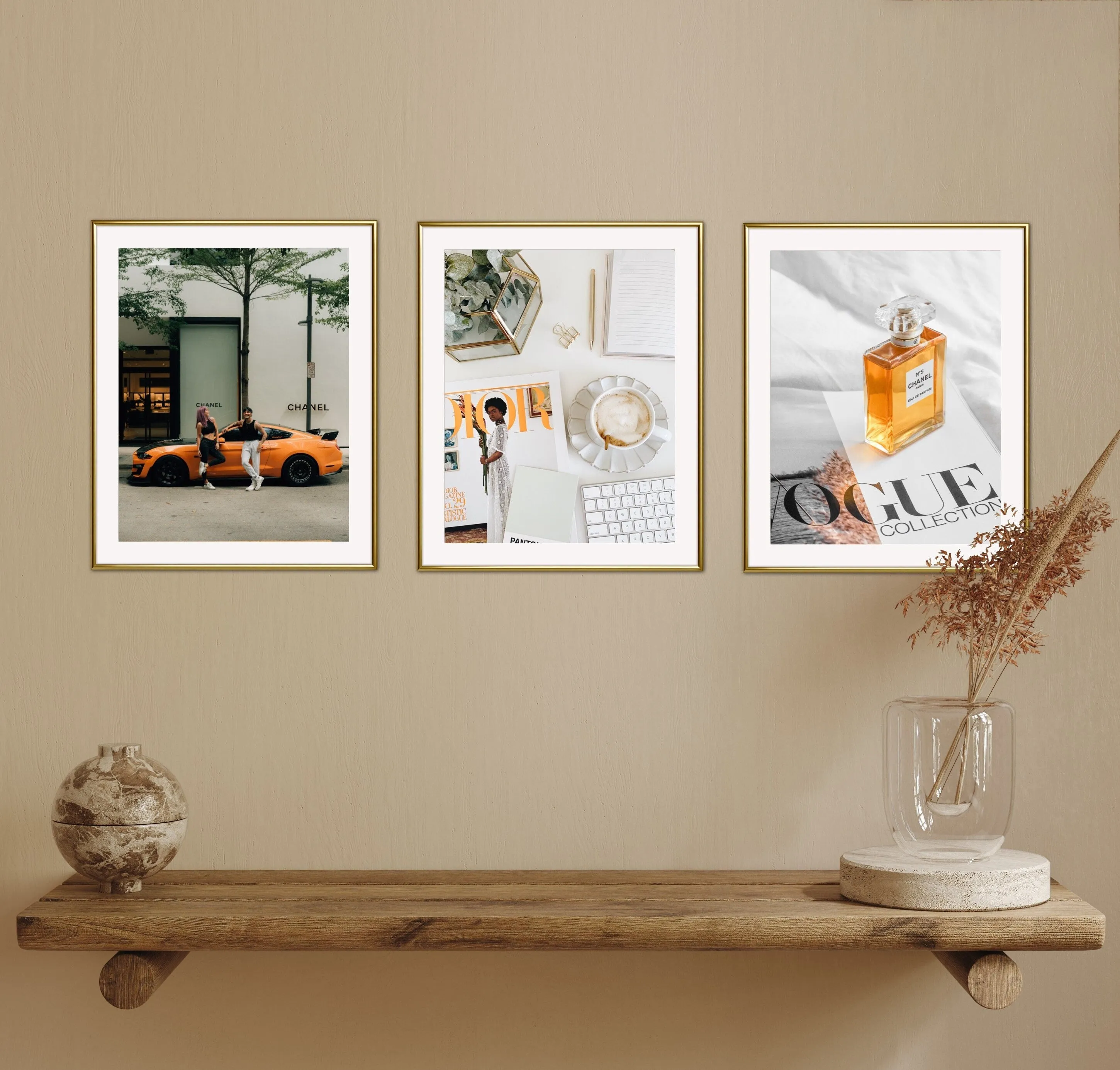 Set Of 3 Orange White Luxury Fashion Posters INSTANT DOWNLOAD Art Prints, Hypebeast, Glam Décor, Luxury Car Perfume Vogue