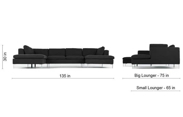 Smith L Shape 7 Seater Fabric Sofa Set | 7 Seater Sofa