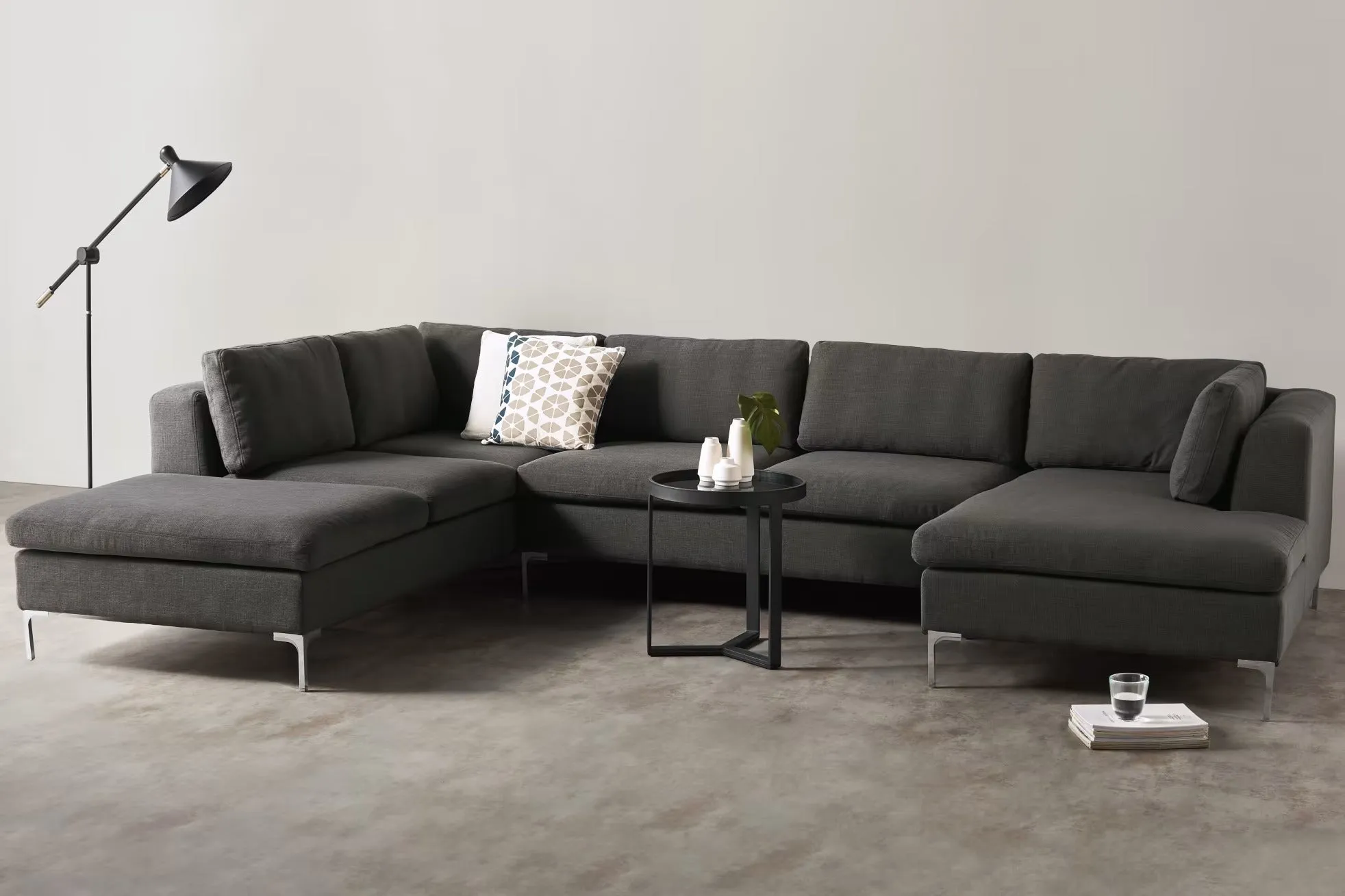 Smith L Shape 7 Seater Fabric Sofa Set | 7 Seater Sofa