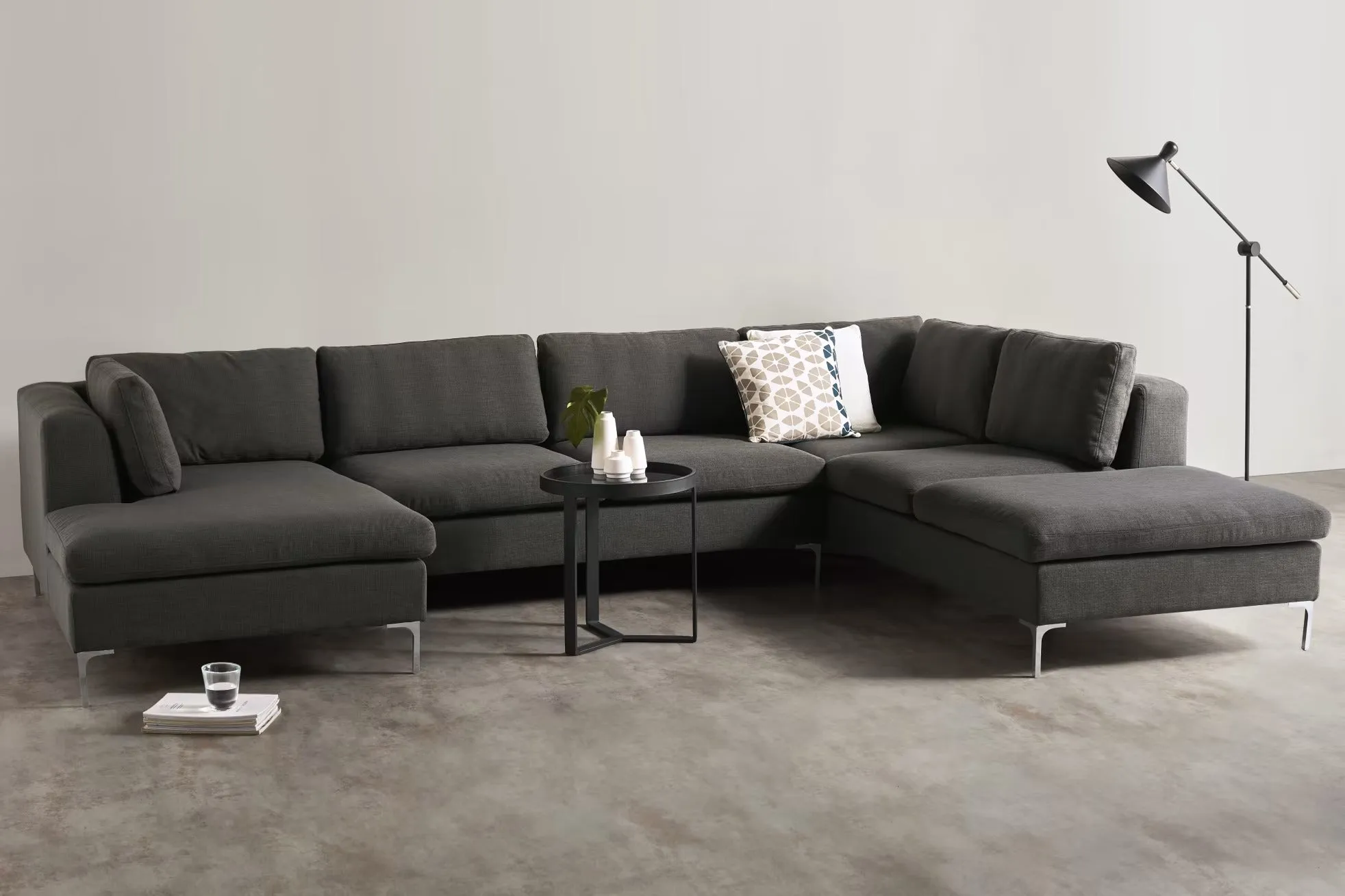 Smith L Shape 7 Seater Fabric Sofa Set | 7 Seater Sofa