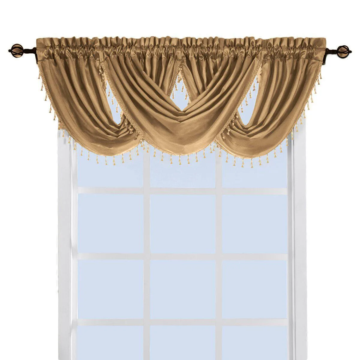 Soho Waterfall Decorative Trim Window Valance 57”wx 37”L (Single)