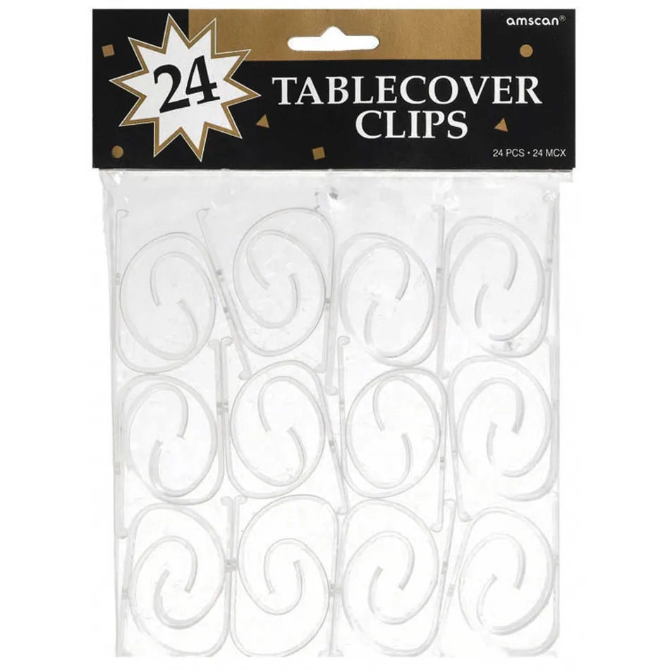 Tablecover Clips Value Pack Clear Plastic 24pk