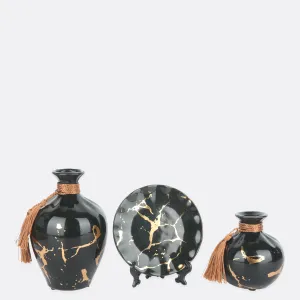 Tripartite Marble Design Vase Set