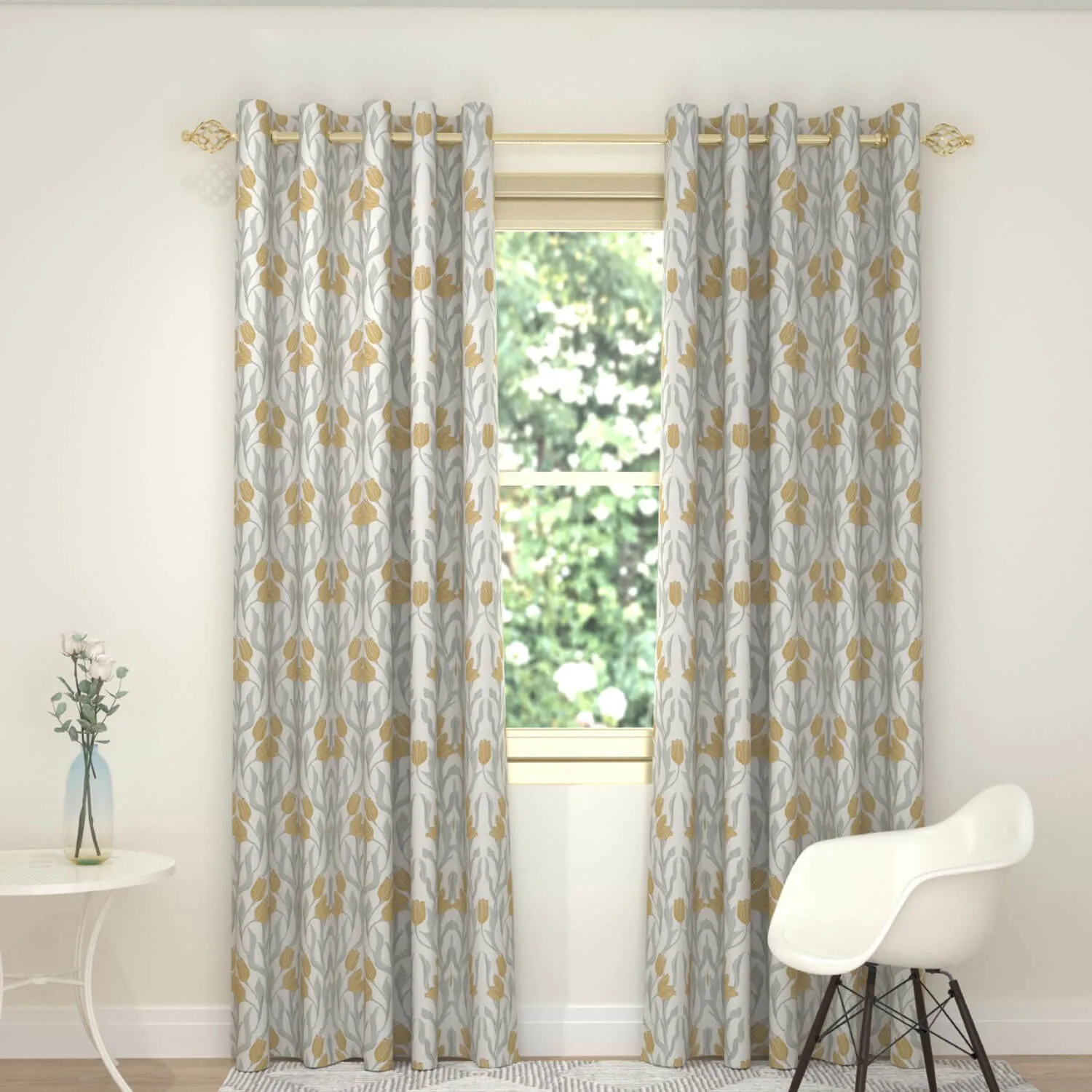 Tulip Interline Readymade Curtain - Gold