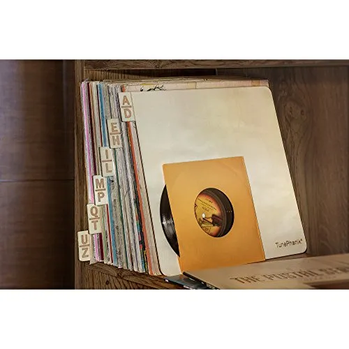 TunePhonik Horizontal Wooden Laser Cut Record Organizers for Vinyl LPs up to 12