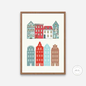 Vintage Amsterdam Poster INSTANT DOWNLOAD Art Print, City Living Wall Art, Travel Art Print, Famous Places, Retro Travel Posters, Dutch