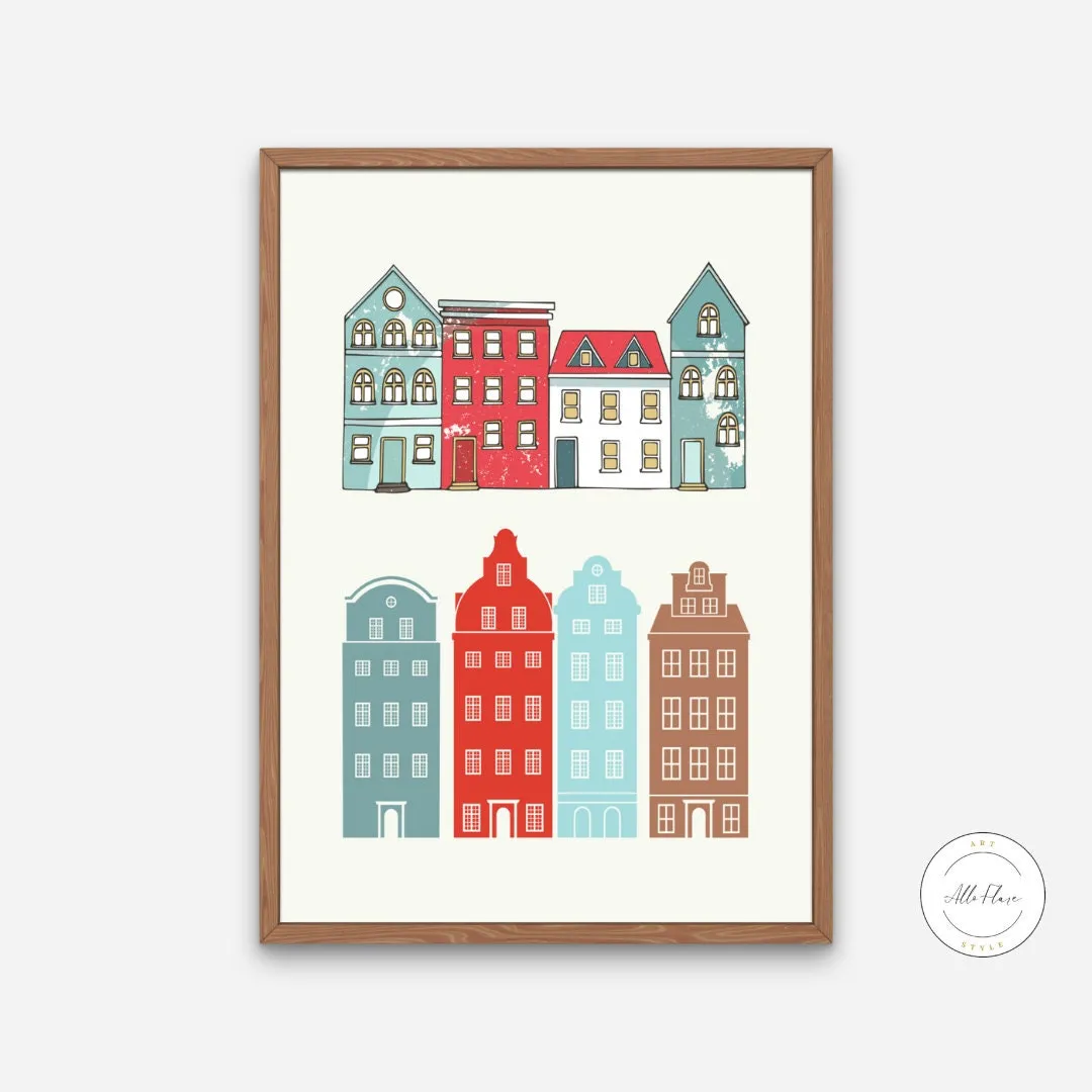 Vintage Amsterdam Poster INSTANT DOWNLOAD Art Print, City Living Wall Art, Travel Art Print, Famous Places, Retro Travel Posters, Dutch