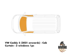 VW Caddy 5 (2021 onwards) - Cab Curtain - 3 windows 1pc