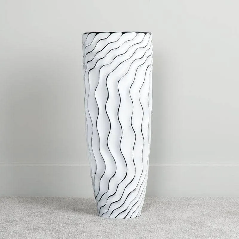 White & Black Ripple Vase - 90cm