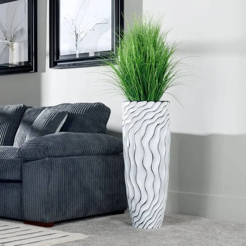 White & Black Ripple Vase - 90cm