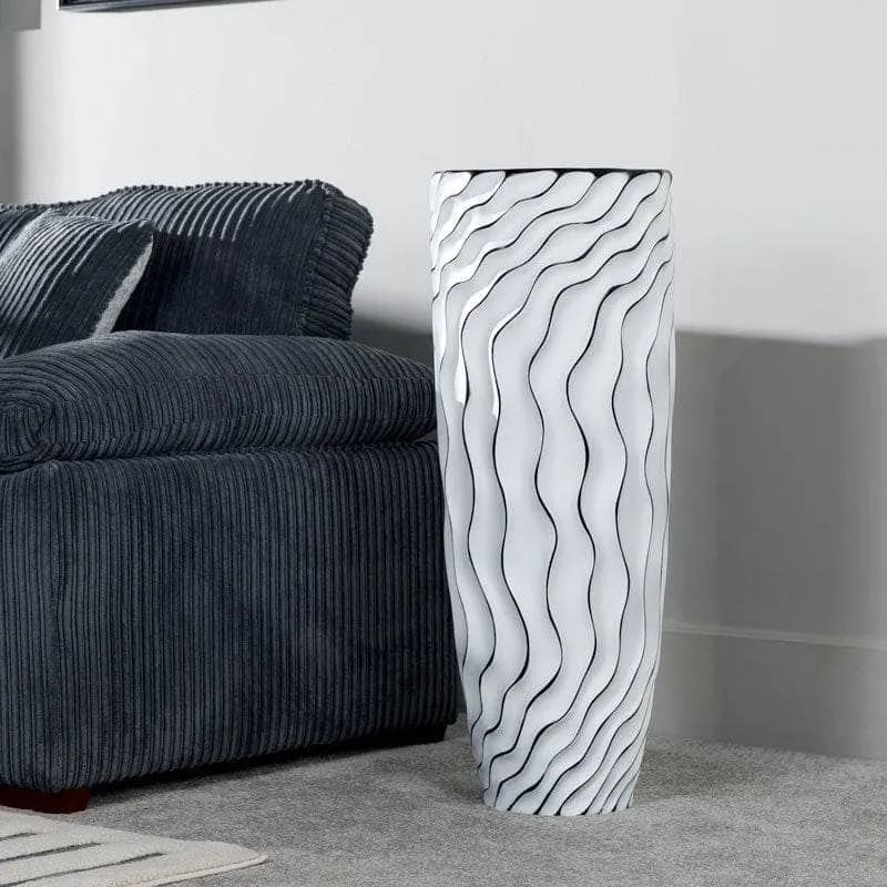 White & Black Ripple Vase - 90cm