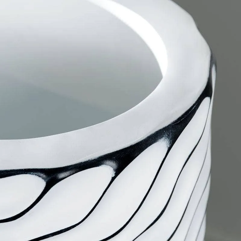 White & Black Ripple Vase - 90cm