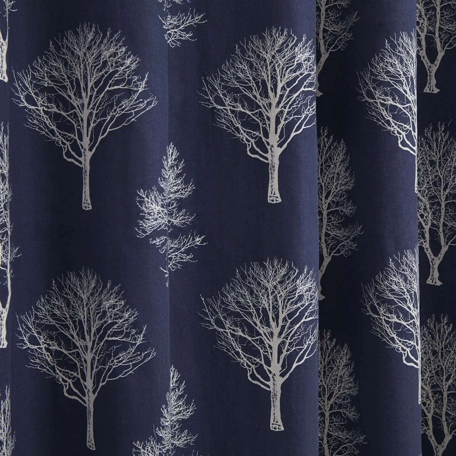 Woodland Trees Eyelet Curtains - Navy